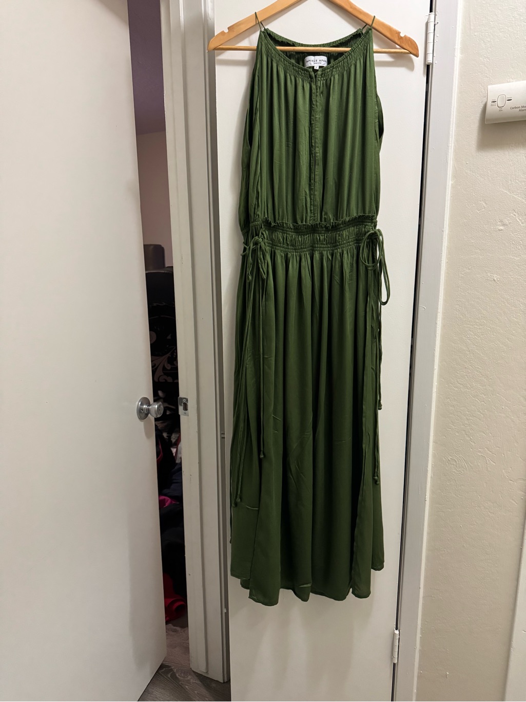 Apiece Apart Olive Green Sleeveless Midi With Drawstring Waist